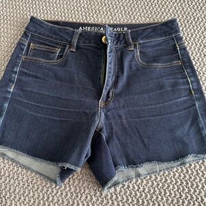 American Eagle Outfitters Navy High-Rise Cutoff Denim Shorts